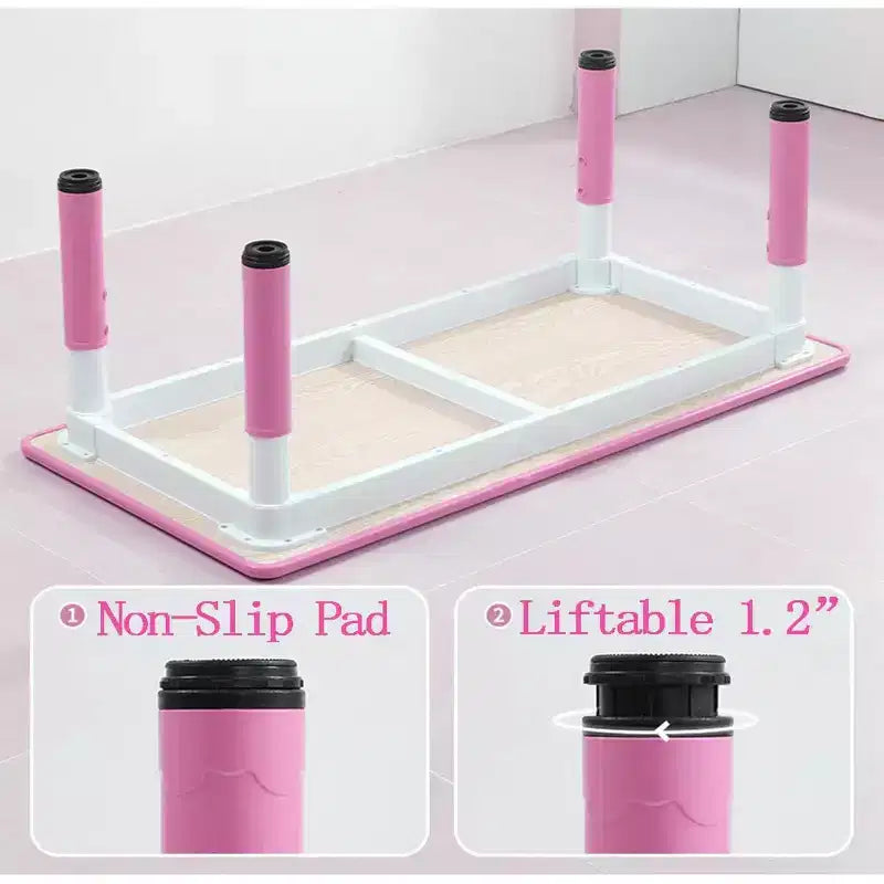 Tavolo per Bambini Regolabile in Altezza da 47 Pollici e Set di 6 Sedie con Gambe Antiscivolo e Organizer, Scrivania con Graffiti