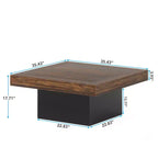 Tavolino da caffè quadrato a LED da 90 cm, Tavolo da salotto rustico industriale con luce regolabile