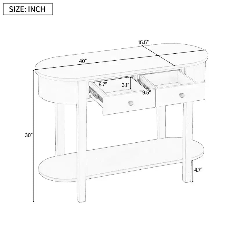 Mobile Consolle Retrò con Design Curvo e Finitura Liscia per Ingressi Soggiorno Corridoi Turchese Grigio