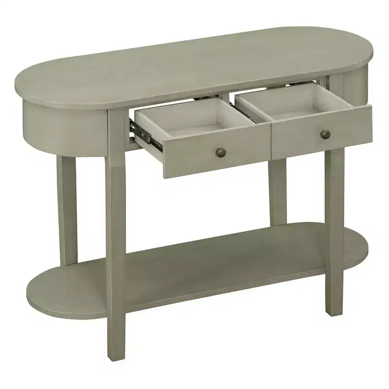 Mobile Consolle Retrò con Design Curvo e Finitura Liscia per Ingressi Soggiorno Corridoi Turchese Grigio