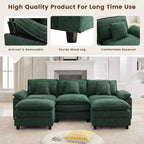 Divano Sezionale a 5 posti in Tessuto Chenille da 269 cm con 2 Pouf