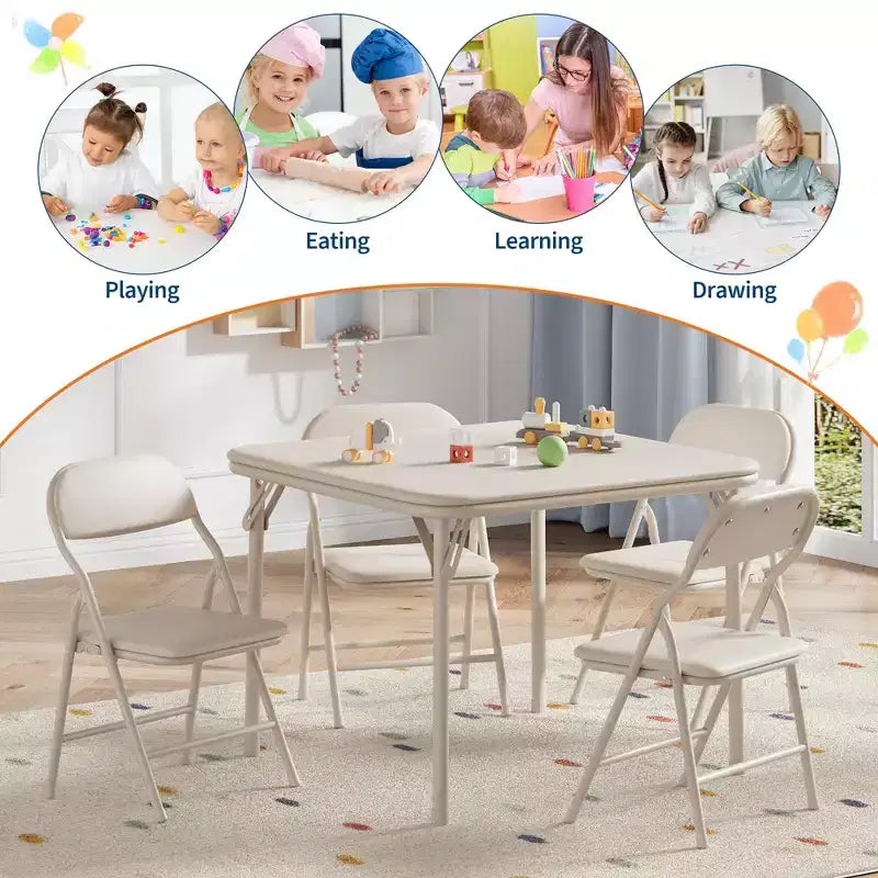 Set da 3 Pezzi Tavolo e Sedie Pieghevoli per Bambini, Set Tavolo e Sedie per Attività per Bambini e Neonati per Sala da Pranzo, Asili, Aule Scolastiche