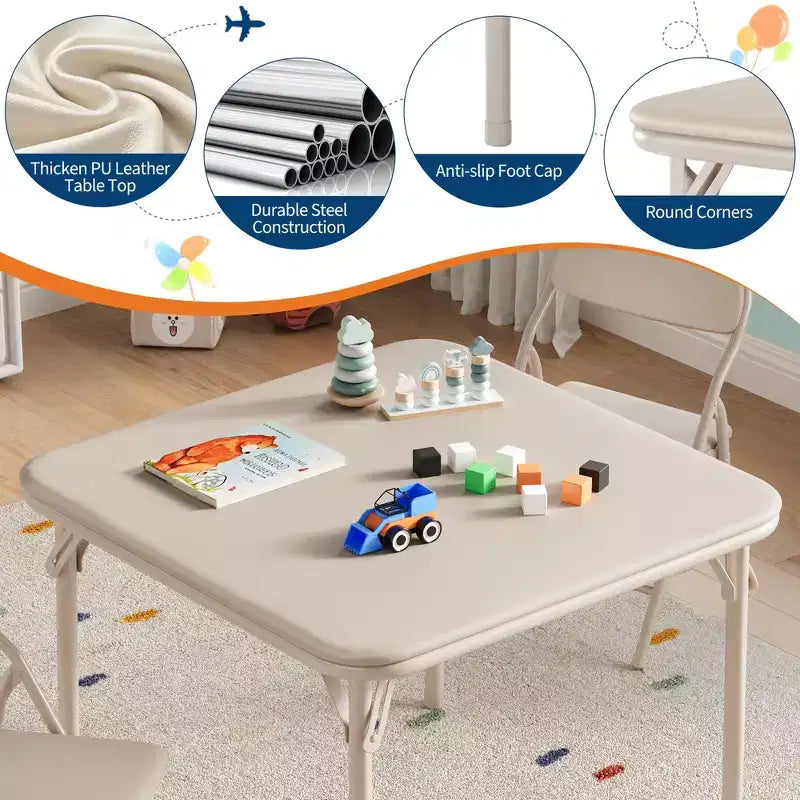 Set da 3 Pezzi Tavolo e Sedie Pieghevoli per Bambini, Set Tavolo e Sedie per Attività per Bambini e Neonati per Sala da Pranzo, Asili, Aule Scolastiche