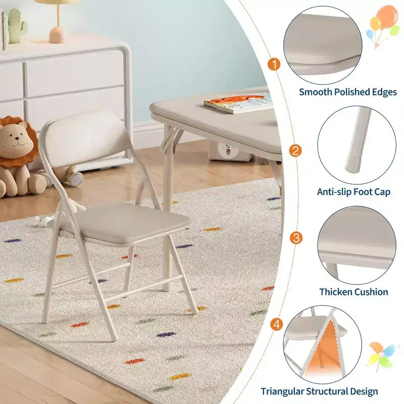 Set da 3 Pezzi Tavolo e Sedie Pieghevoli per Bambini, Set Tavolo e Sedie per Attività per Bambini e Neonati per Sala da Pranzo, Asili, Aule Scolastiche