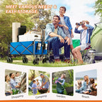 Carrello Pieghevole Retrattile con Ruote per Tutti i Terreni, Carrello Portatutto Resistente per Campeggio e Shopping, Capacità 150 kg (Grande-Blu)
