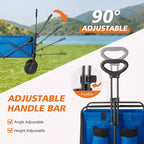Carrello Pieghevole Retrattile con Ruote per Tutti i Terreni, Carrello Portatutto Resistente per Campeggio e Shopping, Capacità 150 kg (Grande-Blu)