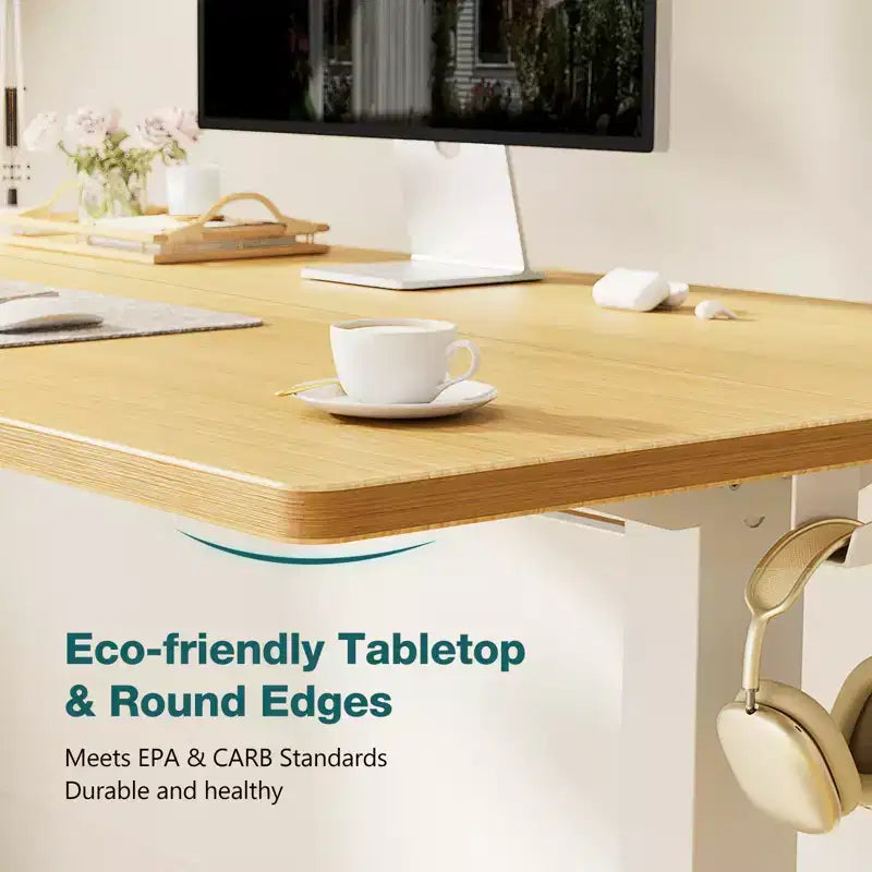 Scrivania elettrica ergonomica regolabile in altezza con telaio in metallo a T e preset di memoria, workstation moderna per computer 120x60x118 cm - Gialla