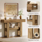 Lantine 41.34 Tavolo Consolle Rustico con 2 Ripiani Contenitori, Mobile Divano Stretto Marrone Chiaro per Foyer, Salotto, Ingresso, Corridoio.