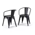 Set di 2 sedie da pranzo con braccioli Elisse in metallo nero/argento anticato: stile industriale, struttura in metallo