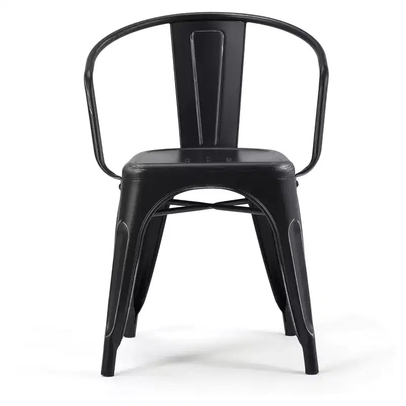 Set di 2 sedie da pranzo con braccioli Elisse in metallo nero/argento anticato: stile industriale, struttura in metallo