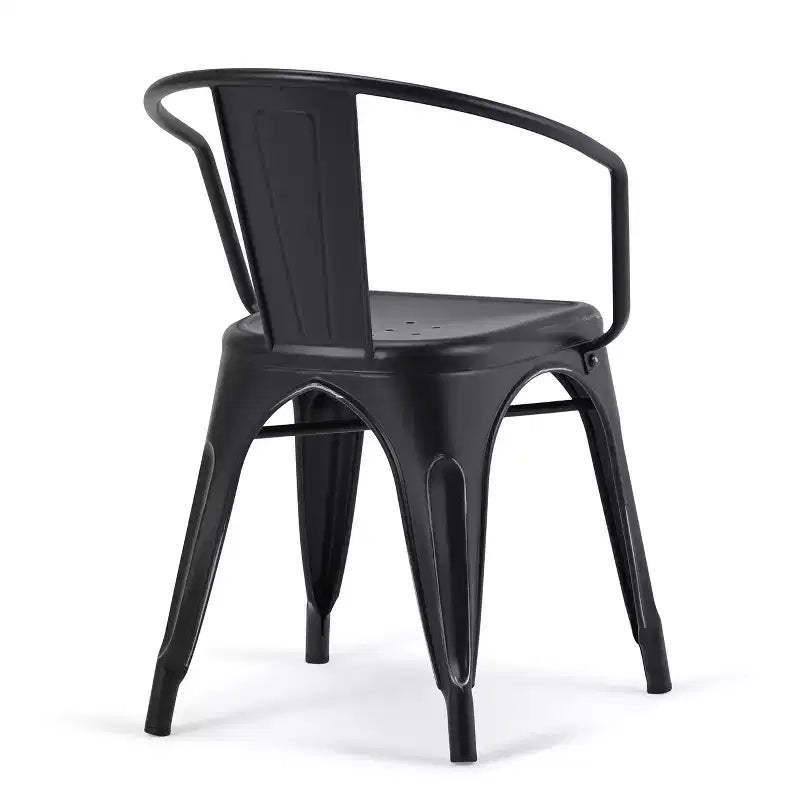 Set di 2 sedie da pranzo con braccioli Elisse in metallo nero/argento anticato: stile industriale, struttura in metallo