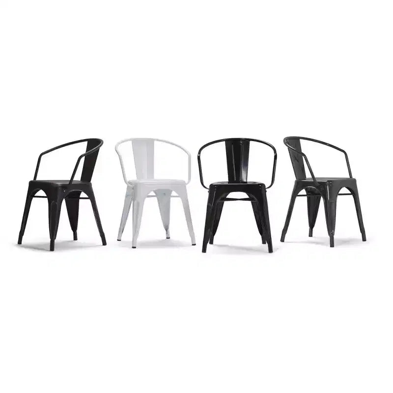 Set di 2 sedie da pranzo con braccioli Elisse in metallo nero/argento anticato: stile industriale, struttura in metallo