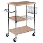 Medera Kitchen Cart Natural - Winsome: Bamboo Top, Chrome Frame, Locking Casters, Wine Storage