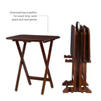 Tavolini Vassoi Pieghevoli da Divano Grant 5 pz Ciliegio Scuro/Cromo: Set da 4 con Supporto, Finitura in Legno MDF