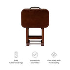 Tavolini Vassoi Pieghevoli da Divano Grant 5 pz Ciliegio Scuro/Cromo: Set da 4 con Supporto, Finitura in Legno MDF