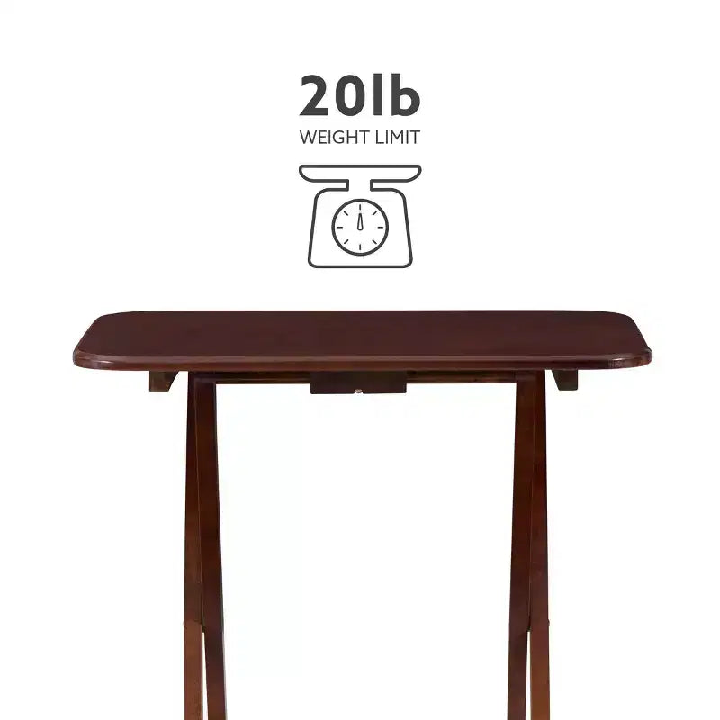 Tavolini Vassoi Pieghevoli da Divano Grant 5 pz Ciliegio Scuro/Cromo: Set da 4 con Supporto, Finitura in Legno MDF