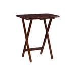 Tavolini Vassoi Pieghevoli da Divano Grant 5 pz Ciliegio Scuro/Cromo: Set da 4 con Supporto, Finitura in Legno MDF