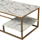 Tavolino Marmo con piano effetto marmo dorato in ottone/ - Moderno, resistente ai graffi, con vano portaoggetti, design a 4 gambe