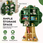Libreria a forma di albero per bambini, organizer giocattoli a 6 ripiani con scomparti a giorno