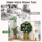 Libreria a forma di albero per bambini, organizer giocattoli a 6 ripiani con scomparti a giorno